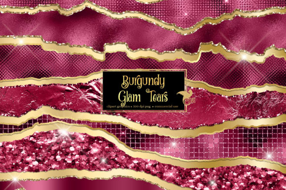 Burgundy Glam Tears Clipart: A Versatile Design Asset for Creative Projects