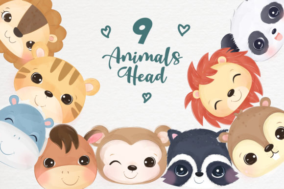 Cute Animals Head Clipart Set: A Versatile Resource for Creative Projects