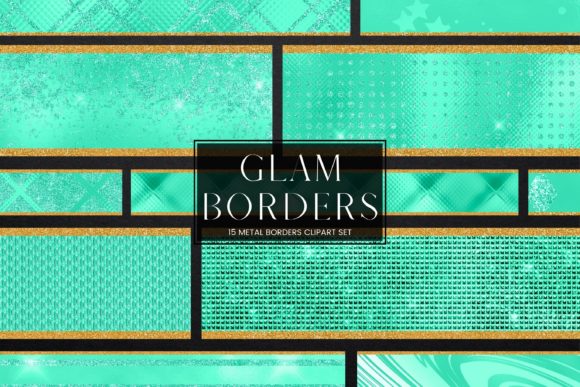 Green Glitter Glam Border Clipart