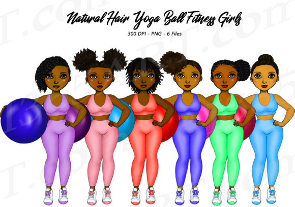 Natural Hair Yoga Ball Girls Clipart PNG: A Versatile Resource for Creative Projects