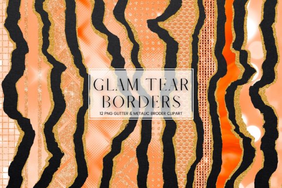 Orange Glam Tear Border Clip Art