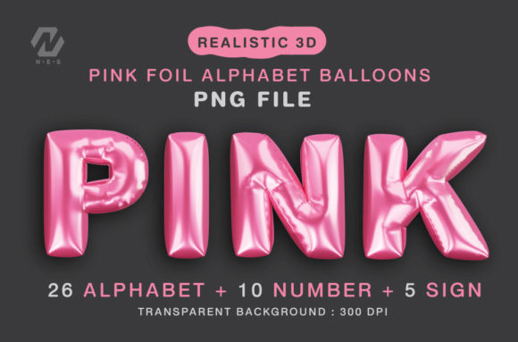 Pink Foil Alphabet Balloon Realistic PNG
