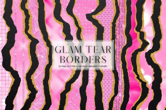 Pink Glam Tear Border Clip Art