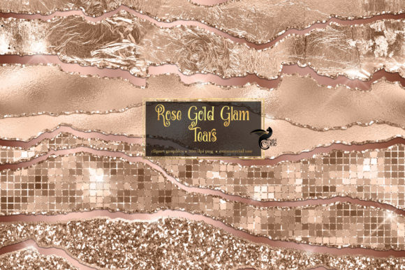 Rose Gold Glam Tears Clipart: A Versatile Digital Design Resource