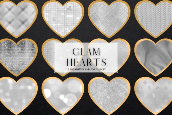Silver and Gold Glam Heart Clipart