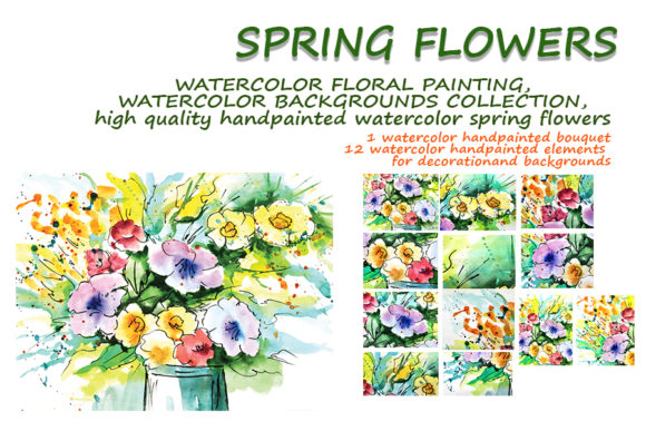 Spring Flowers Watercolor Bouquet