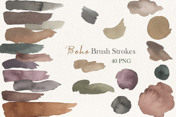 Watercolor Boho Brushstroke Clipart