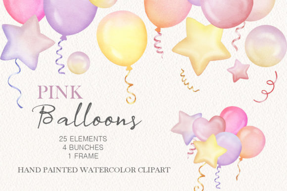 Watercolor Pink Balloons Party Clipart: A Versatile Tool for Creative Projects