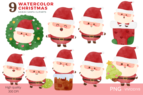 Watercolor Santa Christmas Watercolour: A Creative Resource for Holiday Projects
